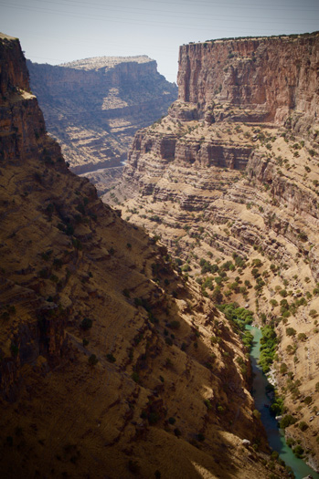 A river cuts through the monumental gorge at Rawanduz.